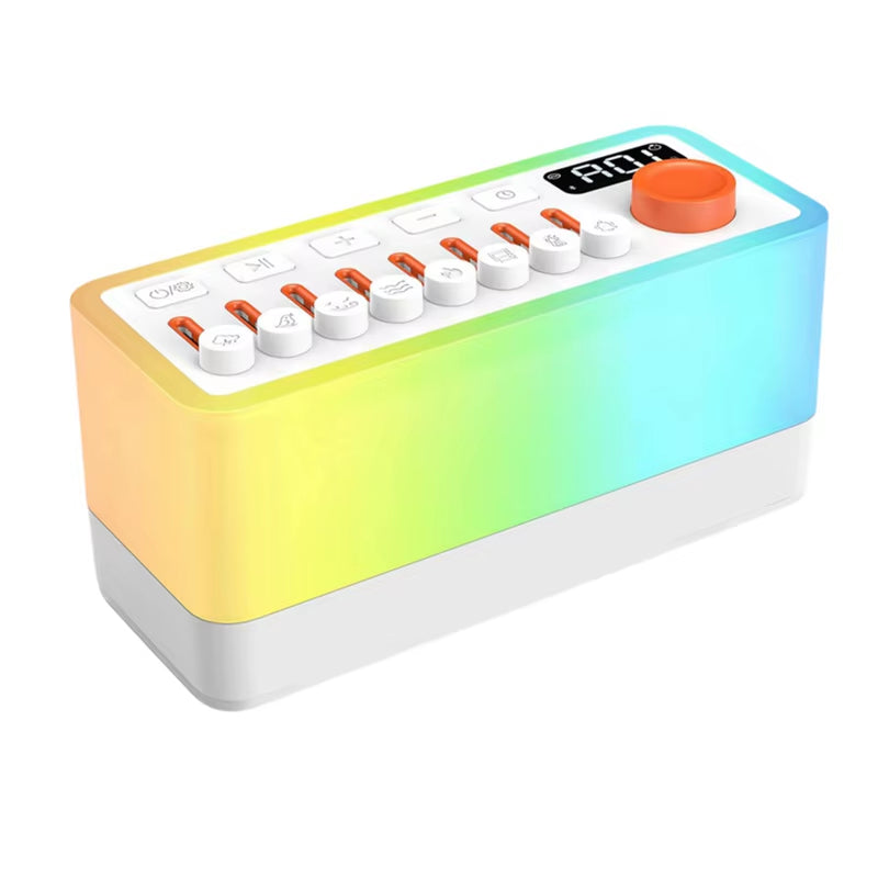 White Noise Sleep Sound Machine with 8 Nature Sounds, Portable Bluetooth Speaker, 12 Colors Night Lights